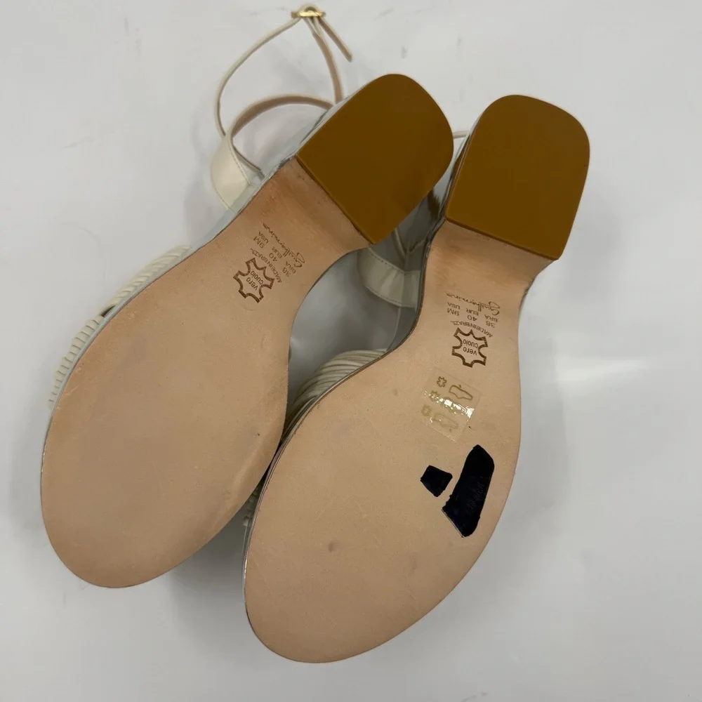 Anthropologie Guilhermina Knotted Platform Silver Mirror Heels Size 9